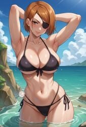 ai_generated big_boobs bikini black_bikini black_thong black_thong_bikini boobs cameltoe eyepatch female hourglass_figure huge_breasts jujutsu_kaisen kugisaki_nobara lokokabooster69 shonen_jump shueisha tagme thong twitter_link underboob weekly_shonen_jump weekly_shounen_jump