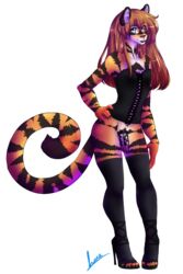 anthro apocalypticluna chastity clothed clothing crossdressing dress feline footwear girly high_heels legwear male male_only mammal muscular_male shoes solo stockings thighhighs tiger trap trap_(disambiguation)