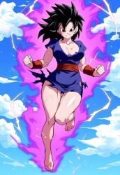 1girls ai_generated aura bare_legs barefoot black_hair body_armor breasts charging_up cleavage clouds dragon_ball dragon_ball_z dress evil_grin evil_smile female female_saiyan fighting flying full_body grin knees_up legs medium_breasts medium_hair miniskirt muscles muscular muscular_female one_leg_up original original_character saiyan saiyan_armor saiyan_girl scratches shiny_skin skin_tight skin_tight_suit skirt skirt_lift thighs tight_clothing topwear torn_clothes torn_clothing yeyehuh