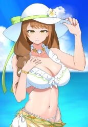 alternate_costume breasts female female_only fire_emblem fire_emblem_engage fire_emblem_heroes goldmary_(fire_emblem) goldmary_(summer)_(fire_emblem) looking_at_viewer nintendo official_alternate_costume ondur solo swimsuit white_bikini white_swimsuit