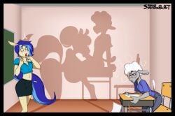 ass big bimbo blowjob breasts classroom clothed cullo equine erection fur glasses hair horse huge kissing lips luhyzi moniker_(oc) monique_(treforce) naughty nerd oral pony school shadow sheep student studying sutibaru teacher treforce voluptuous white wool