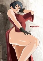 1girls against_wall arm_behind_head ass bare_legs bare_shoulders big_ass big_breasts black_eyes black_hair boruto:_naruto_next_generations bubble_ass bubble_butt character_name china_dress chinese_clothes dress feet female female_only gloves huge_ass japanese_text kurotsuchi long_legs mature mature_female milf naruto naruto_(series) petite raised_leg saburo_des short_hair solo solo_focus standing thick_ass thick_thighs thighs tsuchikage upper_body url voluptuous watermark web_address