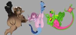 4_toes 5_fingers 5_toes absurd_res alien alien_genitalia alien_humanoid anthro anus arm_tattoo ass back_tentacles big_butt big_eyes blind body_pattern breasts brown_body brown_skin claws colorful_body demon digital_media_(artwork) digitigrade disability duo feet female fingers fish_tail foot_fetish foot_focus fur fur_patch genitals gradient_body green_body green_skin group group_nudity hair head_tentacles hi_res horn humanoid humanoid_feet leg_tattoo legs_up lips long_ears long_tail looking_at_viewer lying mammal monster monster_girl_(genre) monstrous_humanoid muscular mythological_creature mythology nipples not_furry nude on_back open_mouth pink_body pink_skin plantigrade presenting presenting_anus presenting_hindquarters pussy scales scalie shark_tail sharp_teeth shaved_pussy short_snout simple_background small_breasts small_butt smile snout soles solo spade_tail spikes spikes_(anatomy) tail tattoo teeth tentacle tentacle_tail toes trio trio_focus unfunny_kitty unusual_anatomy unusual_anatomy_placement unusual_genitalia unusual_genitalia_placement unusual_tail vulva
