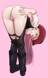 1girls ass ass_grab cowboy_boots hat hololive hololive_english hololive_myth long_hair mori_calliope panties pink_hair shiny_skin slut thick_thighs thighs thighs_together virtual_youtuber zabudog777