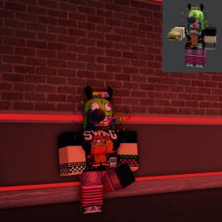 1female 1girls artist_request blue_hair bracelet brown_hair catsulithr34 choker clothed clothes domo-kun dyed_hair emo gir_(invader_zim) glasses goth large_breasts lipstick_mark nyan_cat roblox roblox_avatar roblox_game roblox_studio robloxian scene_(fashion) tagme video_game video_games