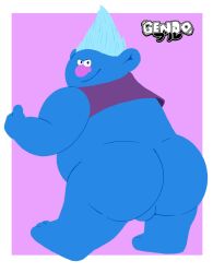 1boy ass balls biggie_(trolls) blue_skin clothing dreamworks fat fat_man gendomx humanoid male male_only overweight overweight_male solo troll trolls_(film)