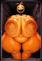 ai_generated angelauxes_(ai_generated) ass breasts breasts_on_glass female five_nights_at_freddy's huge_ass huge_breasts huge_nipples toy_chica_(cyanu) toy_chica_(fnaf)