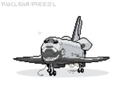 1boy 1girls aircraft animated blush closed_eyes female heart larger_female living_machine machine male messy open_mouth pixel_art pussy_juice sex size_difference smaller_male space_shuttle spacecraft straight tailwag tentacle text vehicle what white_background