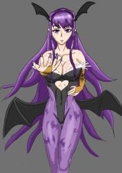 1girls animal_print bat_print big_breasts black_leotard breasts bridal_gauntlets cameltoe cleavage clothing clothing_cutout cosplay covered_navel cropped_legs darkstalkers demon_wings doki_doki_literature_club female female_focus female_only fingernails fur_trim gray_background head_wings heart_cutout highleg highleg_leotard huge_breasts inviting kainlarsen large_breasts leotard long_hair morrigan_aensland morrigan_aensland_(cosplay) pantyhose purple_eyes purple_hair purple_pantyhose seductive sidelocks sketch skin_tight smile solo the-avatar thighs vampire_(game) very_long_hair white_background wings yuri_(doki_doki_literature_club)