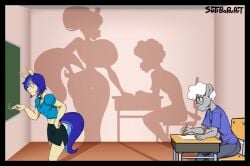 big_lips bimbo blowjob classroom clothed cullo equine erection glasses gray_fur horse huge_ass huge_breasts kissing luhyzi moniker_(oc) monique_(treforce) naughty nerd oral pony school shadow sheep student studying sutibaru teacher treforce voluptuous white_hair wool