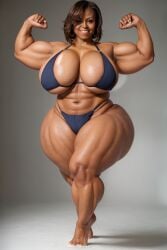 ai_generated big_biceps big_breasts cleavage dark-skinned_female flexing flexing_bicep huge_breasts hyper_breasts large_breasts michelle_obama muscle_mommy muscular muscular_female overflowing_breasts real_person realistic thick_thighs tight_clothing