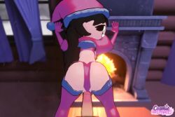 1boy 1girls 2025 3d artist_self-insert artist_upload back_view backshots big_ass christmas christmas_outfit cosmichannah fat_ass femdom grin hannah_(cosmichannah) pov self_upload sharp_teeth tagme thick_ass video