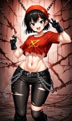 ai_generated dragon_ball_gt jeans pan pan_(dragon_ball) red_crop_top tagme