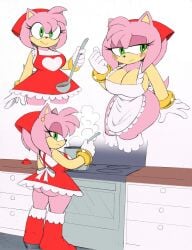 1girls amy_rose anthro ass big_breasts blush breasts cooking female female_only omegasunburst sega sonic_(series) sonic_speed_simulator sonic_the_hedgehog_(series)