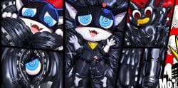 absorption_vore anthro anus ass atlus belt beta_morgana_(persona) black_body black_fur blue_eyes blush bodily_fluids body_outline bubble_butt cum domestic_cat duo felid feline felis fur fusion gaping gaping_anus genital_fluids genitals heart_symbol hi_res humanoid_genitalia humanoid_penis hypnosis ichimoral kerchief latex latex_body leather leather_body looking_pleasured male male/male mammal mask megami_tensei megami_tensei_persona mind_control morgana_(persona) musk musk_clouds penis persona_(series) persona_5 sega short short_stack solo_focus spiral spiral_eyes sweat tail throbbing throbbing_penis tuxedo_cat vore white_body white_fur zipper