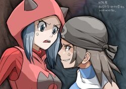 1girls anger_vein angry angry_expression angry_eyes artist_request bandana blue_eyes blue_hair brown_eyes brown_hair female female_team_aqua_grunt fully_clothed game_freak grey_eyes hood hood_up implied_sex nintendo nude_female pokemon pokemon_oras rivalry sexual_tension shoro_kara_hajimeru_o_ekaki_renshu smile tagme team_aqua team_aqua_grunt team_aqua_grunt_(female) team_magma team_magma_grunt team_magma_grunt_(female) team_magma_grunt_(pokemon_oras)