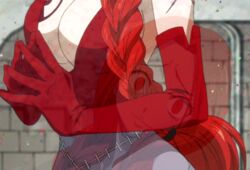 1girls animated bare_shoulders braids breast breasts colosseum elbow_gloves eyes fairy_tail flare_corona hair large_breasts long_hair looking_at_viewer red red_eyes scar screencap solo tattoo tied_hair twintails