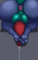 2024 anthro anus ass backsack balls big_balls big_butt big_penis blue_body bodily_fluids cum digital_media_(artwork) digital_painting_(artwork) ejaculation feet foot_fetish foot_play footjob genital_fluids genitals green_balls hi_res kneeling kobold male masturbation penis presenting presenting_anus puffy_anus rear_view red_penis sex soles solo thick_thighs wholle