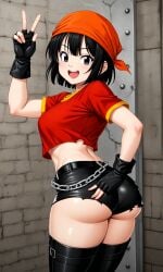 ai_generated ass crop dragon_ball_gt fingerless_gloves miniskirt pan pan_(dragon_ball) top