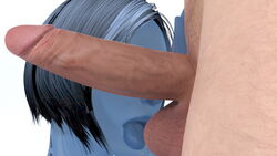 1boy 1girls 3d artificial_intelligence big_penis black_hair blender blue_skin cortana female halo_(series) interracial large_penis nude pale-skinned_male pale_skin penis penis_on_face penis_over_eyes ponkosfm solo_focus testicles tongue tongue_out