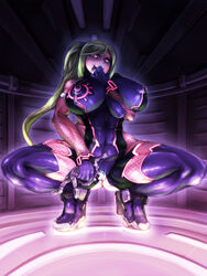 abs adapted_costume blonde_hair breasts corruption erect_nipples federation_marine female fishnet_gloves giantess heart-shaped_pupils heart_eyes large_breasts long_hair marupon metroid mind_control navel nintendo ponytail saliva samus_aran squatting tied_hair tongue tongue_out zero_suit