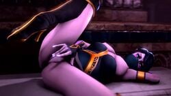 1girls 3d animated ass blue_eyes breasts dota_2 dude017 female fingerless_gloves gloves heels high_heels lanaya looking_at_viewer mask masturbation nipples no_sound purple_hair purple_skin pussy solo templar_assassin video