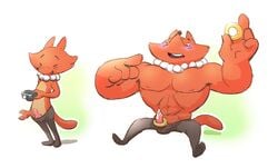 1boy anthro canine cartoon_network cum cum_on_penis erection fox foxman foxman_(steven_universe) furry jewelry male male_only mammal muscle_growth muscular necklace penis simple_background solo steven_universe yoshitura