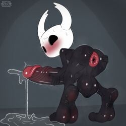 1:1 anthro arthropod balls big_balls big_penis blush bodily_fluids excessive_bodily_fluids excessive_genital_fluids excessive_precum genital_fluids genitals hi_res hollow_knight huge_balls huge_cock humanoid hyper hyper_genitalia hyper_penis insects male masturbation open_anus penis precum r0b0t solo sweat team_cherry the_knight_(hollow_knight) throbbing throbbing_penis vessel_(species)