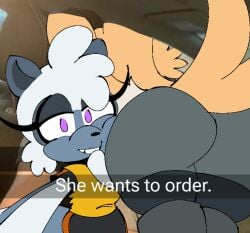 2girls ass bubble_ass bubble_butt butt car huge_ass huge_butt sega she_wants_to_order sonic_(series) sonic_the_hedgehog_(comics) sonic_the_hedgehog_(idw) sonic_the_hedgehog_(series) tagme tail tangle_the_lemur whisper_the_wolf