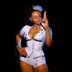 3d busty capcom cleavage female female_focus female_only hat hourglass_figure itsb00 kimberly_jackson mod pinup pinup_pose street_fighter street_fighter_6 tagme uniform wide_hips