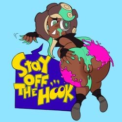 1:1 5_fingers absurd_res animal_humanoid anus ass bent_over biped black_clothing black_footwear black_topwear blue_background blush blush_stickers boots bottomless bottomwear breasts brown_body brown_hair brown_skin cam_(artist) cephalopod cephalopod_humanoid clothed clothing dark_body dark_skin dialogue electronics eyelashes female fingerless_(marking) fingers footwear genitals glistening glistening_butt green_body green_clothing green_eyes green_hair green_leggings green_legwear green_skin green_vulva hair headphones hi_res horizontal_pupils humanoid leggings legwear long_hair looking_at_viewer looking_back marina_(splatoon) marine marine_humanoid markings messy mole_(marking) mole_on_butt mollusk mollusk_humanoid multicolored_body multicolored_hair multicolored_skin nintendo octarian octoling off_the_hook_(splatoon) open_mouth open_smile paint paint_on_butt partially_clothed pink_pupils presenting presenting_anus presenting_hindquarters pseudo_hair pupils rear_view shoes simple_background skirt smile solo speech_bubble splatoon talking_to_viewer tentacle tentacle_hair text topwear two_tone_body two_tone_skin vulva wide_hips