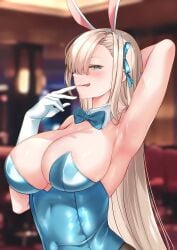 1girls arm_behind_head armpit armpit_crease armpit_peek armpits asuna_(blue_archive) belly_button blonde_eyebrows blonde_female blonde_hair blonde_hair blonde_hair_female blue_archive blue_bowtie blue_bunnysuit blue_eyes blue_eyes_female blue_leotard blue_topwear blush blush_face blushing_female bowtie breasts bunny_ears bunnygirl bunnygirl_outfit bunnysuit busty busty_female busty_girl busty_teen cleavage closed_mouth_smile collar collarbone elbows eltoria female female_focus female_only fingers hair_over_one_eye hair_ribbon hair_tie hairless_armpits half-closed_eyes hand_behind_head high_resolution high_school_student highres indoor indoors large_breasts lean_figure leotard lips long_hair looking_at_viewer narrow_waist navel parted_bangs posing posing_for_the_viewer ribbon school_girl seductive seductive_armpits seductive_body seductive_cleavage seductive_female seductive_pose seductive_posing shaved_armpits shoulders slender_body slender_waist slim_waist smile smiley_face smiling smiling_at_viewer smirk solo standing teen_girl teenage_girl teenage_nipples teenage_tits teenager tongue tongue_out topwear upper_body white_collar young_female young_woman