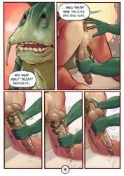 absurd_res alien all_fours amphibian anthro anus ass balls banana_da_boi big_balls big_penis bodily_fluids both_hands_on_penis comic dialogue duo english_text erection foreskin genital_fluids genitals gungan haillu_(anatomy) hand_on_penis handjob hi_res humanoid_genitalia humanoid_penis jar_jar_binks long_penis male male/male open_mouth otolla_gungan penile penis penis_milking precum saliva sex simple_background star_wars text vein