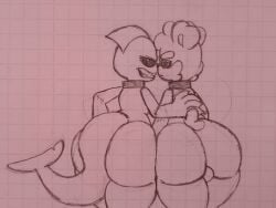 1boy 1female 1girls 1male 2025 2025s 2d 2d_(artwork) 2d_artwork absurd_res absurdres anthro anthro_female anthro_male anthro_only anthrofied ass back_view balls bear bear_boy bear_ears bear_humanoid bear_tail big_ass big_butt black_eyes black_sclera blue_body blue_scales blue_skin critters_(poppy_playtime) dark_red_body dark_red_fur digital_art digital_drawing digital_drawing_(artwork) digital_media digital_media_(artwork) digital_painting digital_painting_(artwork) duo female female_anthro fin fish fish_fin frowning_critters fur furry furry_female furry_male furry_only groddy_grudgebearer_(frowning_critters) long_tail looking_at_viewer looking_back looking_back_at_viewer maggie_mako_(poppy_playtime) male male_anthro mammal marine mob_entertainment mob_games monochrome nightmare_critters no_humans paper pink_belly poppy_playtime poppy_playtime_(chapter_3) poppy_playtime_(chapter_4) pupils red_body red_fur red_skin shark shark_fin shark_girl shark_humanoid shark_tail shark_teeth sharp_teeth short_tail sinner20033 sketch smiling_critters tagme tail teeth turquoise_body turquoise_scales ursid ursine video_games white_eyes white_pupils white_scales
