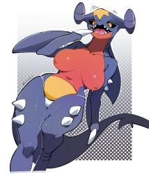 1girls 2025 anthro biped black_sclera breasts claws clothed clothed_anthro clothed_female clothing digital_media_(artwork) dorsal_fin female fin front_view garchomp generation_4_pokemon hi_res lolobot looking_at_viewer navel nintendo nipples open_mouth panties panties_only pantsless pantsless_anthro pantsless_female partially_clothed partially_clothed_anthro partially_clothed_female pokemon pokemon_(species) purple_body purple_tail simple_background solo standing tail teeth tongue topless topless_anthro topless_female underwear underwear_only yellow_eyes
