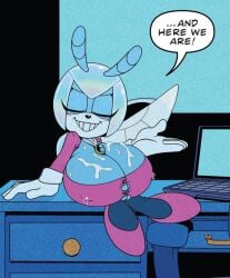 adam_bryce_thomas anthro arthropod beetle big_breasts blush bodily_fluids breasts cleavage clothed clothing cum cum_on_breasts dialogue female footwear genital_fluids high_heels huge_breasts idw_publishing insects jewel_the_beetle lactating lactating_through_clothing legwear nipple_outline sega shoes solo sonic_the_hedgehog_(comics) sonic_the_hedgehog_(idw) sonic_the_hedgehog_(series) stockings tascom third-party_edit wet wet_clothing