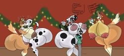101_dalmatian_street 101_dalmatians absurd_res aged_up anthro ass australian_cattle_dog big_ass big_breasts big_nipples bingo_heeler bluey_(series) blush breasts bubble canid canine canis cattledog chilli_heeler christmas christmas_party dalmatian daughter delilah_(101_dalmatians) disney dizzy_(101_dalmatians) domestic_dog donny_(playzone) drunk drunk_bubble female female/female group herding_dog hi_res holidays huge_ass huge_breasts hyper hyper_breasts kissing luxioboi22 male male/female mammal mother nipples parent party pastoral_dog size_difference substance_intoxication