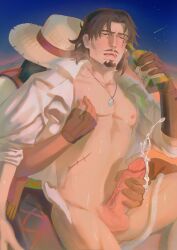 anal booze dick facial_expression facial_hair facial_scar gay gay_sex identity_v jose_baden kevin_ayuso male male_only moustache muscular nipple_play open_clothes scar shin_0z