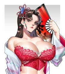 1girls absurd_res absurdres asian asian_clothing asian_female bare_shoulders bbw big_breasts boobs boobs_bigger_than_head breasts breasts_bigger_than_head brown_eyes brown_hair busty cleavage crop_top fan fatal_fury fatal_fury:_city_of_the_wolves female female_focus female_only hair_ornament hair_ribbon hairclip hi_res high_resolution highres hips japanese japanese_clothes japanese_female kimono king_of_fighters king_of_fighters_xv kof kunoichi large_breasts lips lipstick looking_at_viewer looking_down mai_shiranui makeup perky_breasts pink_lips pink_lipstick pinup robe snk solo solo_female solo_focus street_fighter street_fighter_6 the_king_of_fighters tits tits_bigger_than_head undressing very_high_resolution voluptuous voluptuous_female whysoblau wide_hips yukata
