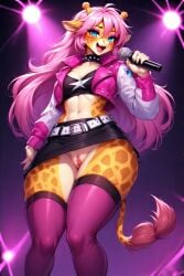 ai_assisted ai_generated anthro anthro_only female female_only furry furry_female furry_only giraffe partially_clothed_female public_exposure public_indecency public_nudity rockstar sultrykiyomi