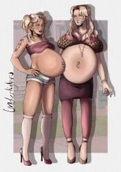 artist_underligtarv big_belly daughter mother mother_and_daughter original pregnancy pregnant pregnant_belly pregnant_female pregnant_fetish ready_to_pop underligtarv