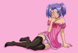 1boy 1femboy ai_generated blue_hair blush bra bulge censored censored_penis crossdressing femboy femboy_focus femboy_only femboysub feminine_faced_male feminine_male green_eyes james_(pokemon) male male_only otoko_no_ko otokonoko panty_bulge pokemon pokemon_anime sissification sissy sissyfication team_rocket twink