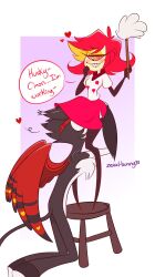 anthro black_body black_fur blush breasts clothed clothing cunnilingus cyclops demon demon_humanoid domestic_cat duo faceless_character faceless_male fangs felid feline felis female fluffy fluffy_tail fur hair hazbin_hotel hellaverse hi_res humanoid humanoid_on_anthro husk_(hazbin_hotel) interspecies larger_male looking_pleasured male male/female mammal multicolored_body multicolored_fur niffty older_male oral partially_clothed red_hair sex simple_background size_difference smaller_female smile starlightpearl tail teeth two_tone_body two_tone_fur vaginal_penetration white_body white_fur wings yellow_body