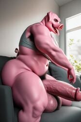 ai_generated anthro armpit_hair balls chubby chubby_male couch fat fat_male furry furrypornaddiction hairy_balls male male_only moobs nipples obese obese_male penis pig pubes realism realistic slob solo sweat sweaty thick_thighs wide_hips