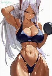 abs ai_generated boku_no_hero_academia brown_skin bunny_girl female marshalperv miruko muscular_female my_hero_academia pervmarshal rumi_usagiyama shiny_skin solo_female wide_hips