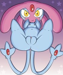 2025 2_tails absurd_res anthro areola ass belly biped closed_smile female forehead_gem gem generation_4_pokemon genitals hi_res legendary_pokemon mesprit mouth_closed multi_tail nintendo nipples pokemon pokemon_(species) pupils pussy red_gem smile solo tail vulva white_sclera yellow_eyes zinzoa