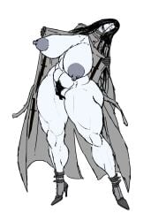 1girls 2d 2d_(artwork) 69_(artist) abs big_areola big_ass big_breasts black_hair breasts curvaceous_figure curvy exhibitionist female female_focus female_only flashing ghost_girl hairy_pussy happy hasshaku-sama high_heels humanoid humanoid_pussy looking_at_viewer opening_jacket pale_skin presenting pussy solo thick_thighs tongue_out yokai