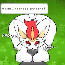 andromorph anthro breasts cinderace duo entity000 fellatio female female_focus feral fur generation_8_pokemon genitals hi_res intersex lagomorph leporid male male/female mammal nintendo nude oral penile penis pokemon pokemon_(species) rabbit sex simple_background