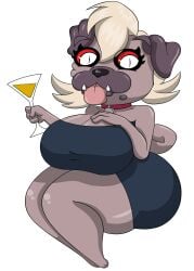 2024 absurd_res alpha_channel anthro ass bare_legs beverage big_ass big_breasts black_clothing black_dress blonde_hair breasts brown_body brown_fur canid canid_demon canine canis cleavage clothed clothing collar collar_tag container cup curvy_figure demon domestic_dog dress drinking_glass eyelashes female fur glass glass_container glass_cup hand_on_breast hellhound helluva_boss hi_res holding_beverage holding_object huge_ass huge_breasts huge_thighs looking_at_viewer mammal marshall123x_(artist) molosser mythological_canine mythological_creature mythology pug pupils red_collar red_sclera scoot_(helluva_boss) shortstack simple_background sitting slit_pupils small_molosser solo strapless_clothing strapless_dress thick_thighs tongue tongue_out toy_dog transparent_background voluptuous white_eyes wine_glass