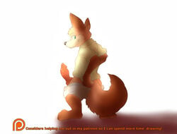 animal_genitalia animal_penis canine canine_penis clothed clothing disney dress_shirt english_text erection fox knot looking_at_viewer looking_back male male_only mammal nick_wilde pants_down partially_clothed patreon penis pinup pose shirt shorts solo standing text ursofofinho zootopia